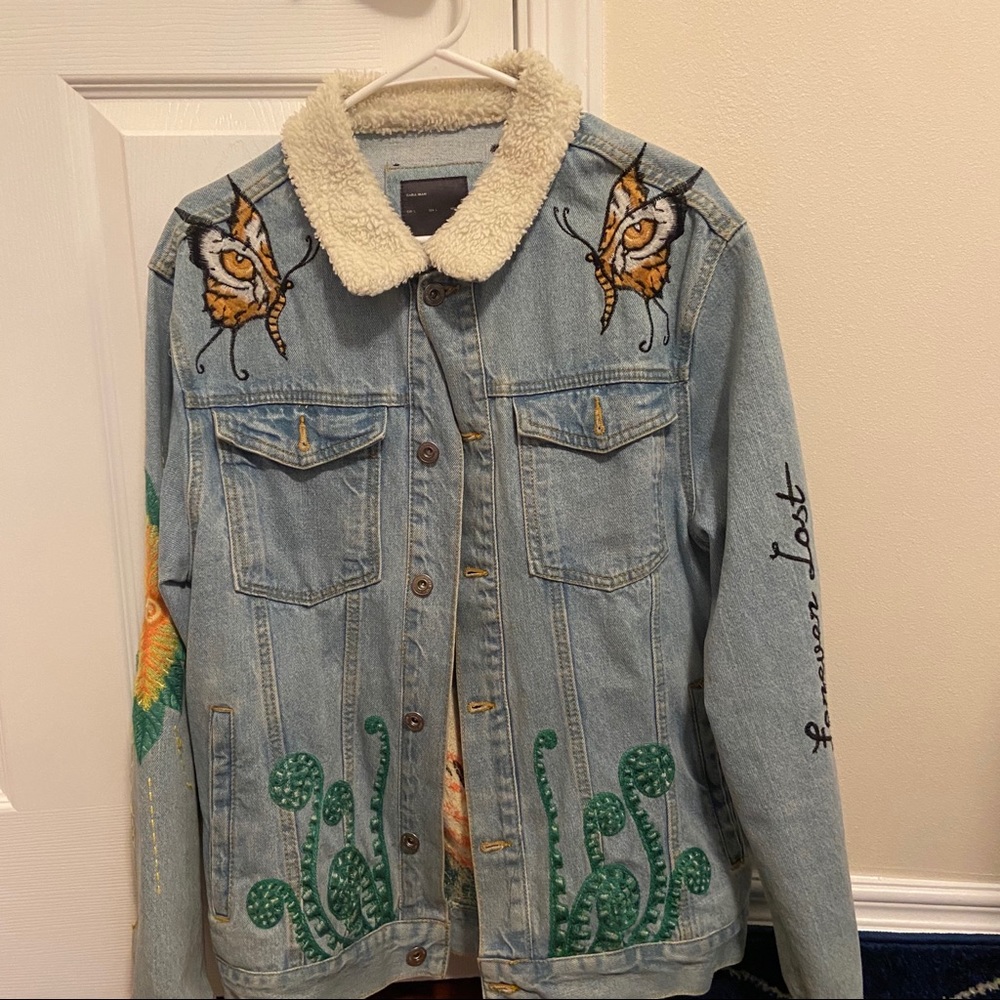 Zara embroidered denim jacket